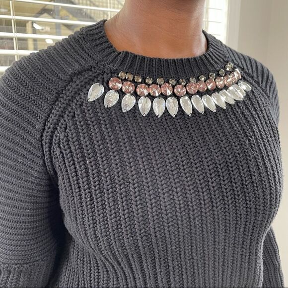 ASOS jewel neckline ribbed chunky cuffed Crewneck sweater - Picture 5 of 13